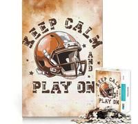 Keep Calm And Play On Football Jigsaw Puzzles for Adults 1000 Pieces Sharp Mind Bright Color Family Activity Wall Art (38x26cm)