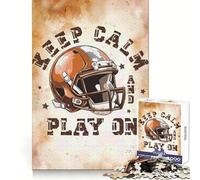 Keep Calm And Play On Football Jigsaw Puzzles for Adults 1000 Pieces Sharp Mind Bright Color Family Activity Wall Art (38x26cm)