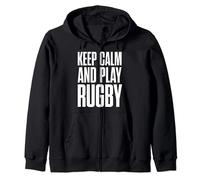 Keep calm and play rugby funny cool graphic design Zip Hoodie