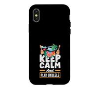 Keep Calm And Play Ukulele Tropical Beach Palm Tree Case for iPhone X/XS