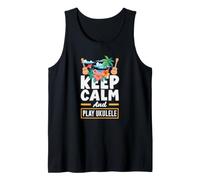 Keep Calm and Play Ukulele Tropical Beach Palm Tree Tank Top