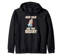 Keep Calm And Pray Rosary Faithful Christian Rosary Zip Hoodie
