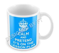 Keep Calm and Pretend Its On The Lesson Plan Baby Blue Mug Cup Gift Retro