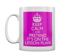 Keep Calm and Pretend Its On The Lesson Plan Pink Mug Cup Gift Retro