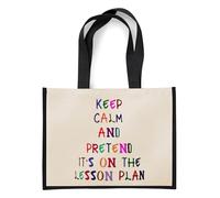 Keep Calm and Pretend It's On The Lesson Plan, Teachers Gift, Jute Bag, Shopping Bag (Black)