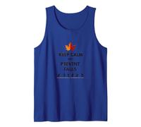 Keep Calm and Prevent Falls: Autumn Safety Reminder Tank Top, Men, Royal Blue, S