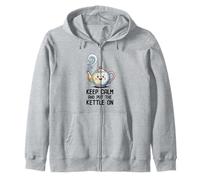 Keep Calm And Put The Kettle On Funny Tea Lover Zip Hoodie