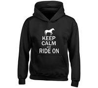 Keep Calm and Ride On Horse Kids Childrens Hooded Top Hoodie Black