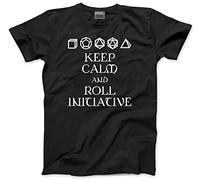 Keep Calm and Roll Initiative - Kids T-Shirt - Dungeons and Dragons DND dice 9-11 Years Black