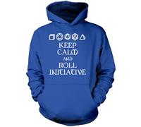 Keep Calm and Roll Initiative - Kids Unisex Hoodie - Dungeons and Dragons DND dice 12-13 Years Blue