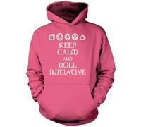 Keep Calm and Roll Initiative - Kids Unisex Hoodie - Dungeons and Dragons DND dice 9-11 Years Pink