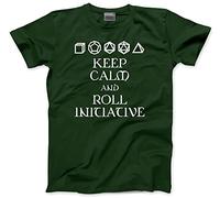 Keep Calm and Roll Initiative - Mens Unisex T-Shirt - Dungeons and Dragons DND dice M Bottle Green
