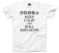 Keep Calm and Roll Initiative - Mens Unisex T-Shirt - Dungeons and Dragons DND dice XL White