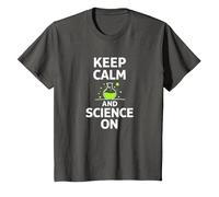 Keep Calm and Science On - Science Teachers Chemistry Lab T-Shirt, Kids, Asphalt, 4 Years