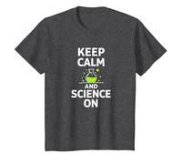 Keep Calm and Science On - Science Teachers Chemistry Lab T-Shirt, Kids, Dark Heather Grey, 3 Years