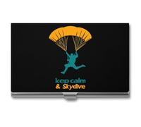 Keep Calm and Skydiving Business Card Holder for Men Women