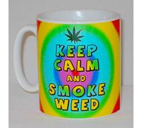Keep Calm and Smoke Weed Ceramic Mug Funny Novelty Cannabis Smoker Smoking Gift
