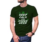 Keep Calm and Smoke Weed Men's Military Green T-Shirt Size M