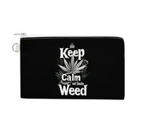Keep Calm and Smoke Weeds Coin Purse Small Wallets with Zippered Key Ring Cute Wallet