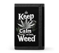 Keep Calm and Smoke Weeds Wallet for Men Slim Minimalist Tri-fold ID Window 9-13 Cards