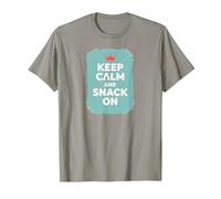 Keep Calm and Snack On Retro Crown Food Lover T-Shirt, Men, Slate, L