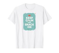 Keep Calm and Snack On Retro Crown Food Lover T-Shirt, Men, White, L