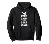 Keep Calm and Soar Eagle Motivational Bold Graphic Pullover Hoodie