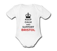 KEEP CALM AND SUPPORT BRISTOL PERSONALISED Unique Baby Vest Baby Grow Babygrow Boys Girls UNISEX FOOTBALL CITY