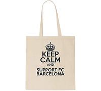 Keep Calm AND SUPPORT FC BARCELONA Tote Bag-Cotton Shopping Bag