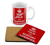 Keep Calm and Support Liverpool Mug and Coaster Set(Red) by FT.