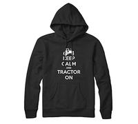 Keep Calm and Tractor On Funny Farming Farmers Mens Womens Unisex Hoodie - Small-Black