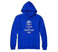 Keep Calm and Tractor On Funny Farming Farmers Mens Womens Unisex Hoodie - Small-Royal