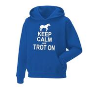 Keep Calm and Trot On Hoodie Horse Riding Equestrian Men's Hoodie for Kids/Women, Printed Pullover Hooded Top Horse Rider Jumper Show Pony Dressage Compete Stables Gift for Horse Lovers Royal