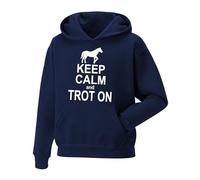 Keep Calm and Trot On Hoodie Horse Riding Equestrian Men's Hoodie for Kids/Women, Printed Pullover Hooded Top Horse Rider Jumper Show Pony Dressage Compete Stables Gift for Horse Lovers Navy