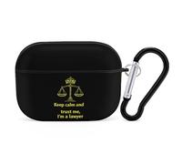 Keep Calm And Trust Me I Am A Lawyer Compatible with Airpods Pro Case Cover Hard Cases with Durable Hanging Buckle Charging Visible LED