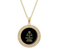 Keep Calm And Trust Me I Am A Lawyer Fashion Diamond Round Pendant Necklace Multicolored Necklaces Gift for Wife Mother Girlfriend