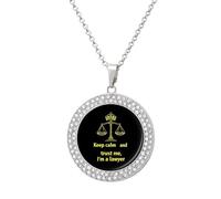Keep Calm And Trust Me I Am A Lawyer Fashion Women's Diamond Necklace Shiny Round Pendant Jewelry Romantic Gifts