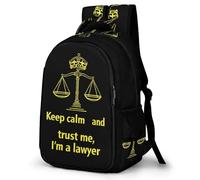 Keep Calm And Trust Me I Am A Lawyer Large Pocket Backpack Laptop Casual Daypack Lightweight Bag for Camping Work