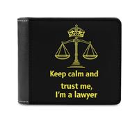 Keep Calm and Trust Me I Am A Lawyer Leather Wallet for Men Slim Bifold Wallet with Money Clip Minimalist Credit Card Holder