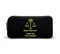 Keep Calm and Trust Me I Am A Lawyer Pen Holder Pouch Large Storage Pencil Case with Zippered Stationery Bag Office