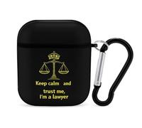 Keep Calm And Trust Me I Am A Lawyer Stylish Case Cover Compatible with AirPods 1&2 Hard PC Protector with Keychain