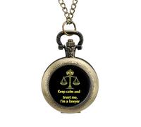 Keep Calm and Trust Me I Am A Lawyer Vintage Pocket Watch with Chain Classic Numerals White Dial