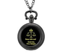 Keep Calm and Trust Me I Am A Lawyer Vintage Pocket Watch with Chain Classic Numerals White Dial