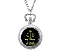 Keep Calm and Trust Me I Am A Lawyer Vintage Pocket Watch with Chain Classic Numerals White Dial