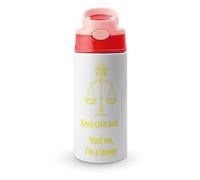Keep Calm and Trust Me I Am A Lawyer Water Bottle with Straw and Handle and Pop-Up Spout Cover Leak-Proof Stainless Steel Travel Cup