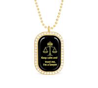 Keep Calm And Trust Me I Am A Lawyer Women's Square White Diamond Necklace Adjustable Pendant Chain Gift for Mom