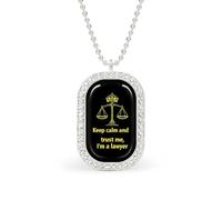 Keep Calm And Trust Me I Am A Lawyer Women's Square White Diamond Necklace Adjustable Pendant Chain Gift for Mom