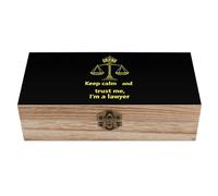 Keep Calm And Trust Me I Am A Lawyer Wooden Decorative Boxes with Hinged Lid Small Storage Treasure Box for Keepsake Jewelry