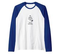 Keep Calm and Walk The Dog - Pet Lover's Motivational Art Raglan Baseball Tee, Men, Royal Blue/White, S