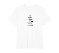 Keep Calm and Walk The Dog - Pet Lover's Motivational Art T-Shirt, Men's Big and Tall, White, 5X Tall
